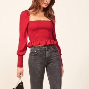 Reformation Francis Smocked Top